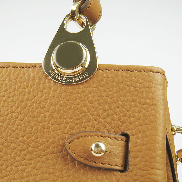 Replica Hermes New Arrival Double-duty leather handbag Light Coffee 60668 - Click Image to Close